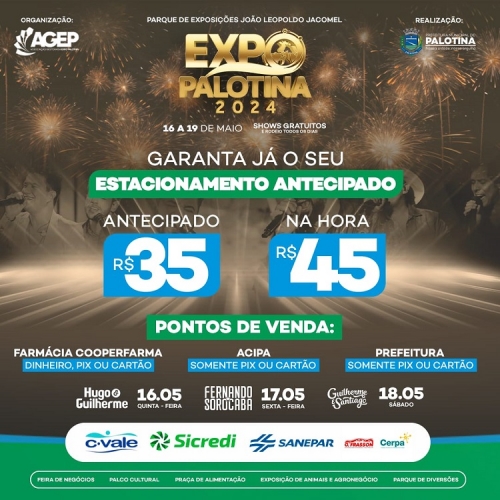 EXPO PALOTINA 2024 - Evento terá estacionamento oficial assegurado por R$ 35
