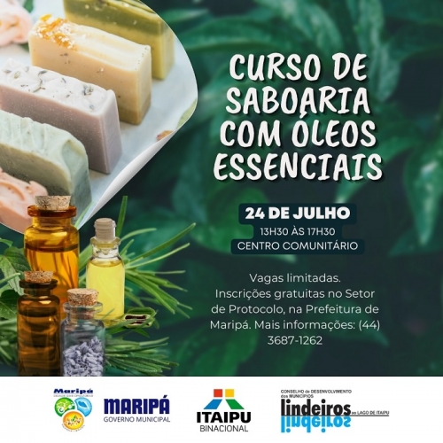 Município de Maripá abre inscrições para curso de saboaria com óleos essenciais